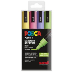 182634854 POSCA MARCADOR  PC-5M/4C NO PERMANENTE 1.8MM-2.5MM COLORES SURTIDOS BRILLANTES -ESTUCHE 4U-