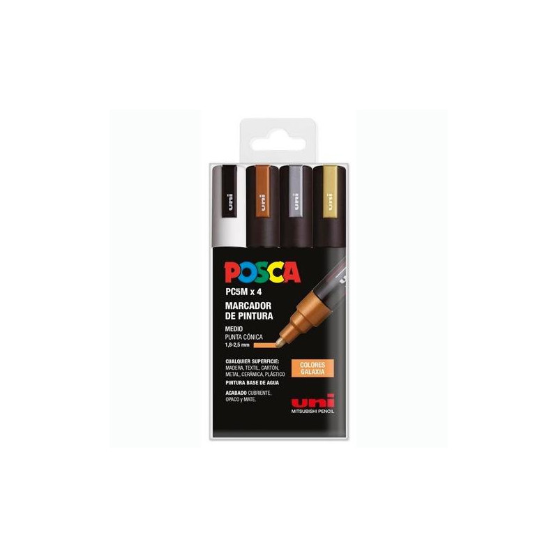 182634856 POSCA MARCADOR  PC-5M/4C NO PERMANENTE 1.8MM-2.5MM COLORES SURTIDOS GALAXIA -ESTUCHE 4U-