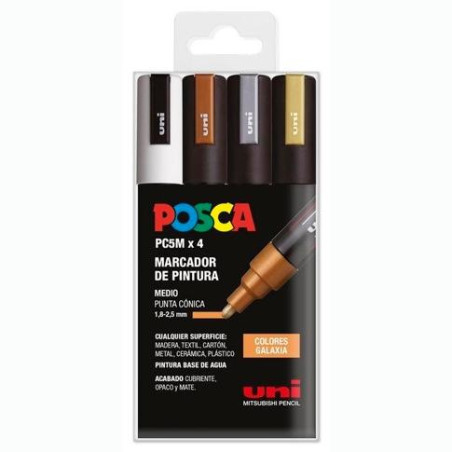 182634856 POSCA MARCADOR  PC-5M/4C NO PERMANENTE 1.8MM-2.5MM COLORES SURTIDOS GALAXIA -ESTUCHE 4U-