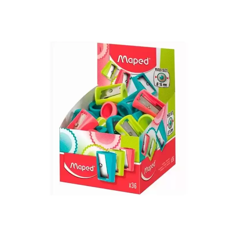 062911 MAPED SACAPUNTAS VIVO MAXI 1 AGUJERO C/SURTIDOS EXPOSITOR 30 UD