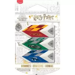 119514 MAPED GOMA HARRY POTTER 3 CASAS DE HOWARTS TRIANGULAR EN BLISTER DE 3