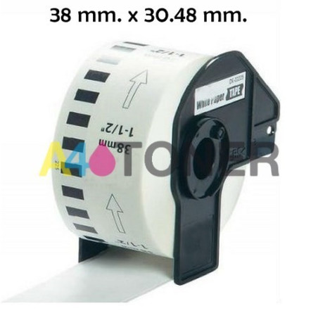 Recambio etiquetas Brother DK22225 blanco 38 mm x 30.48 mm compatible a DK-22225