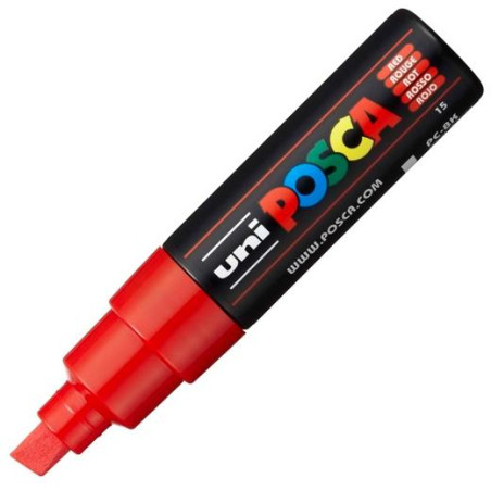 300525000 POSCA MARCADOR  PC-8K NO PERMANENTE PUNTA BISELADA 8.0MM ROJO