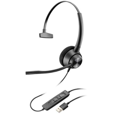 214568-01 POLY AURICULARES ENCOREPRO EP310 DIADEMA MONOAURAL C/ MICRÓFONO CONTROL DE VOLUMEN CABLE USB-A NEGRO