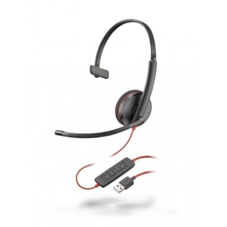 8X214A6 HP-POLY AURICULARES BLACKWIRE C3210 DIADEMA MONOAURAL MICRÓFONO CONTROL DE VOLUMEN CABLE USB A/C