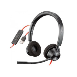 8X220AA/8X219AA HP POLY AURICULARES BLACKWIRE C3320 DIADEMA ESTÉREO C/ MICRÓFONO CONTROL DE VOLUMEN CABLE USB NEGRO