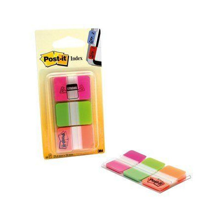 7000042777 POST-IT INDEX RIGIDO ROSA VERDE NARANJA - 3 DISPENSADORES STD 3X22