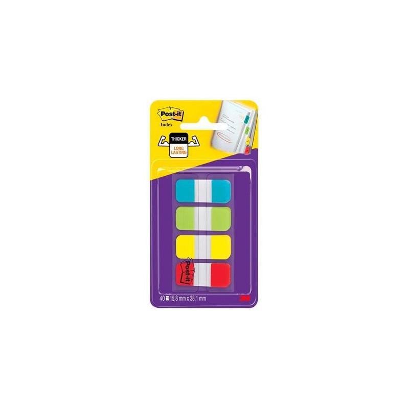 7100070595 POST-IT INDEX RIGIDO ROJO AMARILLO AZUL DISPENSADOR 4 COLORES X 10 MARCADORES