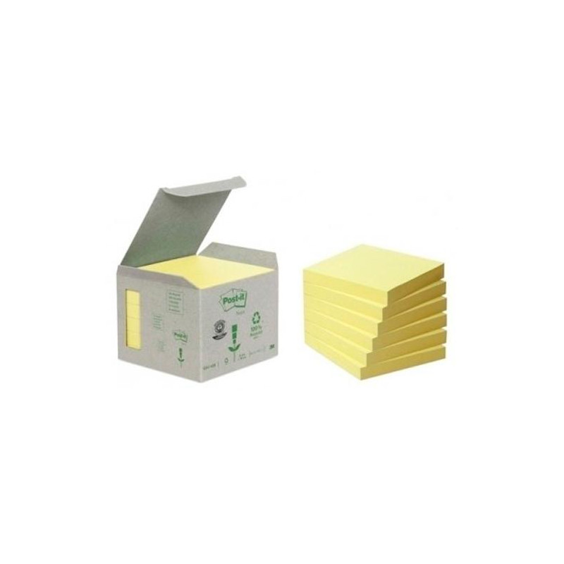 7100172252 POST-IT BLOC NOTAS ADHESIVAS RECICLADAS 100H 76X76 CANARY YELLOW PAQUETE 6 UD