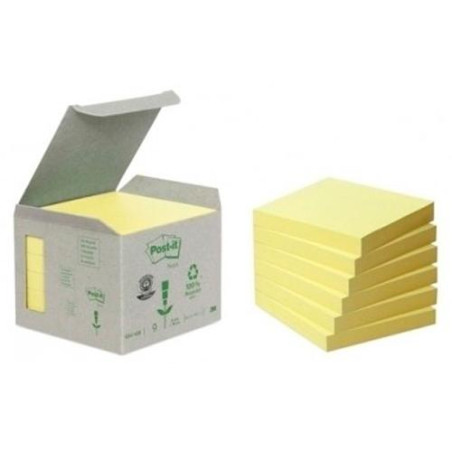 7100172252 POST-IT BLOC NOTAS ADHESIVAS RECICLADAS 100H 76X76 CANARY YELLOW PAQUETE 6 UD