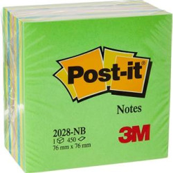 7100172387 POST-IT CUBO DE NOTAS MULTICOLOR 5X50 HOJAS 76X76 COLORES VERDE/AZUL NEON