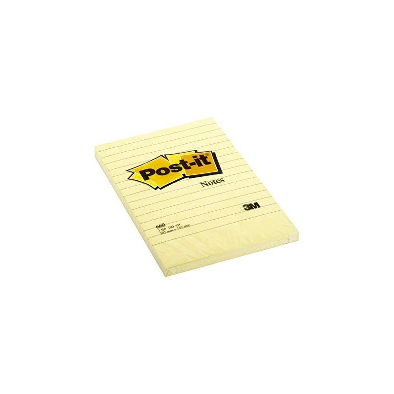 7100172753 POST-IT BLOCS NOTAS ADHESIVAS CANARY YELLLOW FORMATO XL CON LINEAS 100 HOJAS 102X152 -PACK 6-