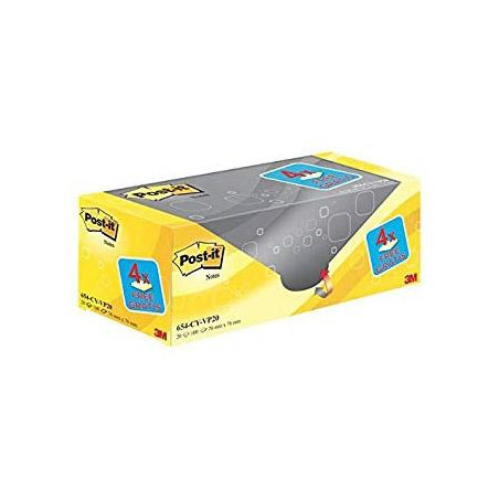 7100199991 POST-IT BLOC NOTAS 654 100H 76X76 CANARY YELLOW (NO ENCELOFANADOS) PAQUETE 16 UD + 4 UD GRATIS