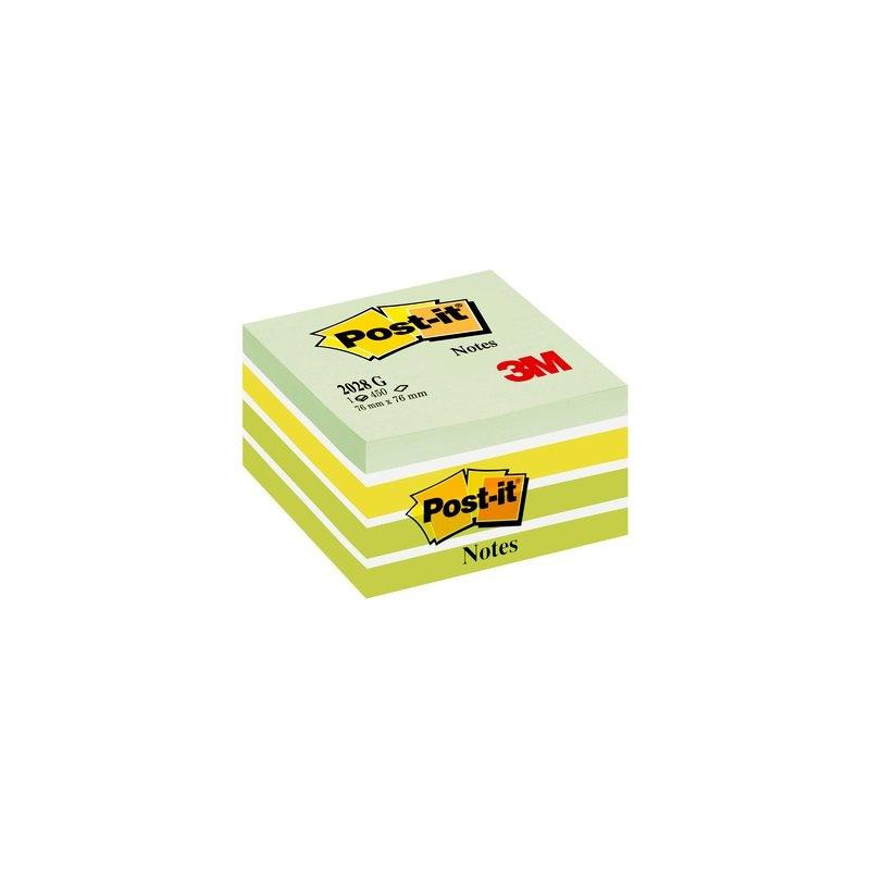 7100200375 POST-IT CUBO DE NOTAS MULTICOLOR 5X90 HOJAS 76X76 TONOS VERDE PASTEL