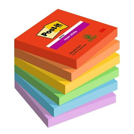 7100258795 POST-IT NOTAS ADHESIVAS SUPER STICKY 3 COLORES LUGARES PLAYFUL 76X76 6 BLOCS