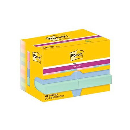 7100258899 POST-IT NOTAS ADHESIVAS SUPER STICKY 3 COLORES LUGARES SOULFUL 47