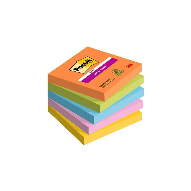 7100258933 POST-IT BLOCS NOTAS SUPER STICKY 90 HOJAS 4 COLORES NEÓN LUGARES BOOST 76X76 5 BLOCS