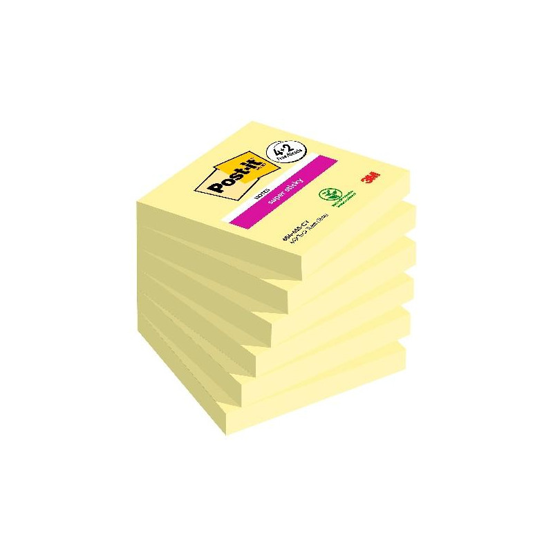 7100263706 POST-IT BLOC NOTAS ADHESIVAS SUPER STICKY 90H 76X76 CANARY YELLOW PAQUETE 6 UD