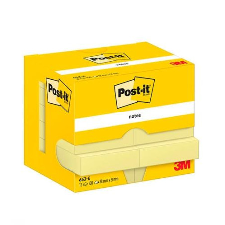 7100290163 POST-IT BLOC NOTAS ADHESIVAS 653 100H 38X51 CANARY YELLOW PAQUETE 12 UD