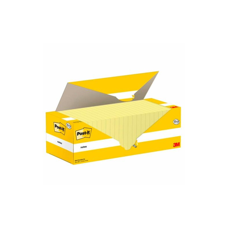 7100290172 POST-IT BLOC NOTAS ADHESIVAS 654 100H 76X76 CANARY YELLOW PACK 12 UD + 12 UD GRATIS