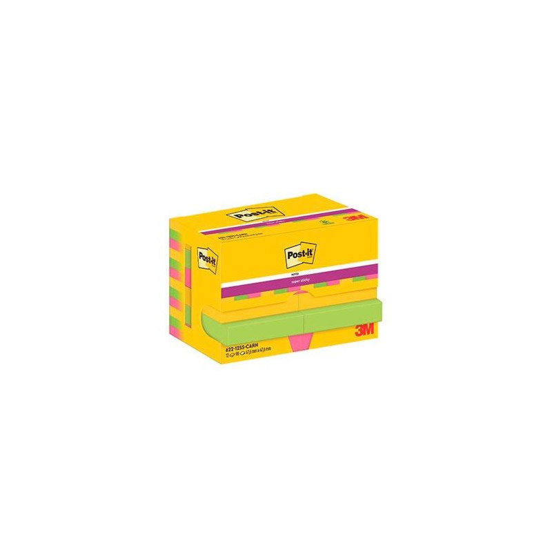 7100290181 POST-IT NOTAS ADHESIVAS SUPER STICKY 3 COLORES LUGARES CARNIVAL 47