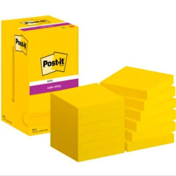 7100290189 POST-IT BLOC NOTAS ADHESIVAS 654 SUPER STICKY 90H 76X76 ULTRA AMARILLO PAQUETE 12 UD