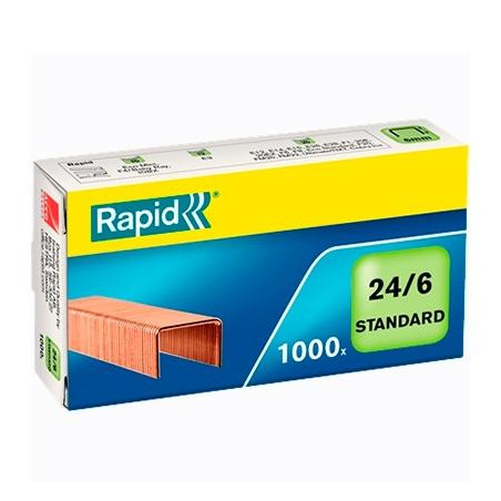 24855700 RAPID GRAPAS ESTÁNDAR 24/6 COBREADAS -CAJA DE 1000-