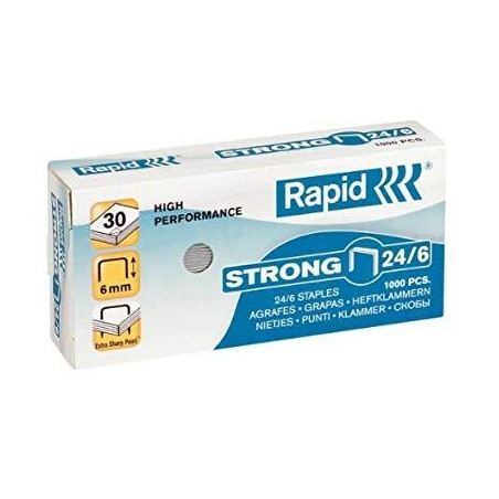 24855800 RAPID GRAPAS STRONG 24/6 GALVANIZADAS -CAJA DE 1000-