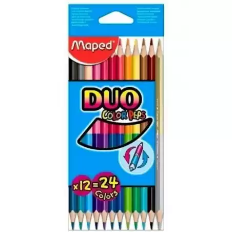 829600FC MAPED LÁPICES DE COLORES DUO COLOR´PEPS BICOLOR SURTIDOS ESTUCHE DE 12 UD