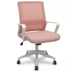 535BBDW02RN PIQUERAS Y CRESPO SILLA ERGO535 BLANCA BASCULANTE RESPALDO MALLA ROSA ASIENTO TELA ROSA RUEDAS NAILON