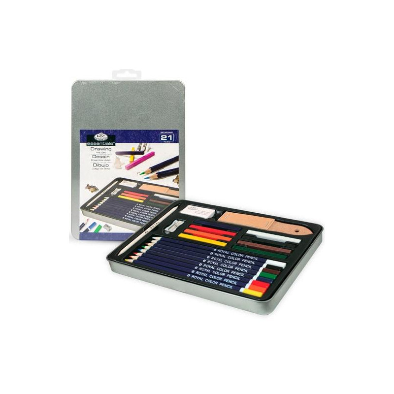 RSET-ART2303 ROYAL LANGNICKEL JUEGO DE DIBUJO PARA ARTISTAS AVANZADO 21 PIEZAS EN ESTUCHE METÁLICO