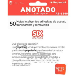 AB-1340 ROYMART BLOC NOTAS ADHESIVAS INTELIGENTES REMOVIBLES 50H 76X76 ACETATO TRANSPARENTE BLANCO