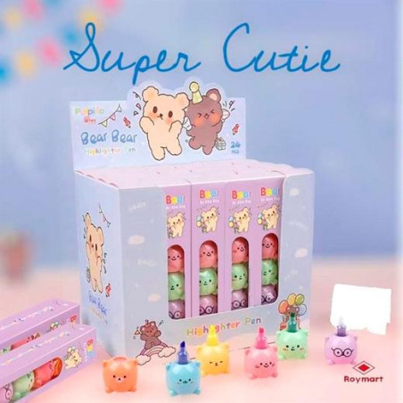 EKW-004 ROYMART MARCADORES THE BEARS KAWAII SET DE 5 EXPOSITOR DE 24 C/SURTIDOS