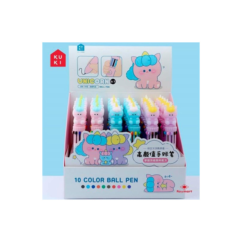 KK-7113 ROYMART BOLIS DE 10 COLORES UNICORNIOS SURTIDOS EXPOSITOR 36 UD