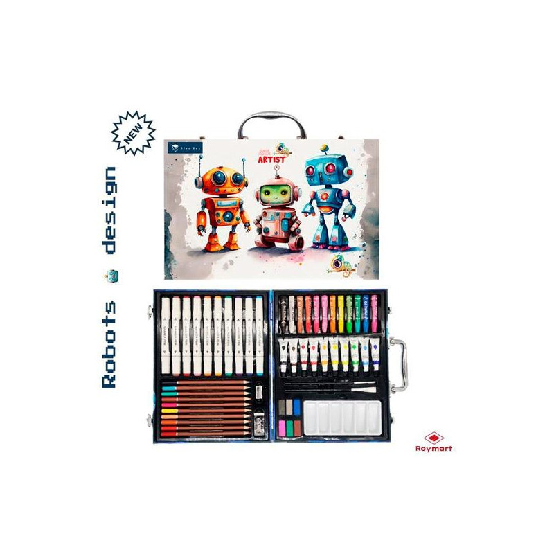 AB-1004 ROYMART SET ART STUDIO MALETÍN 53 PIEZAS ARTIST ROBOTS C/SURTIDOS