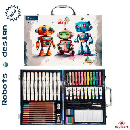 AB-1004 ROYMART SET ART STUDIO MALETÍN 53 PIEZAS ARTIST ROBOTS C/SURTIDOS