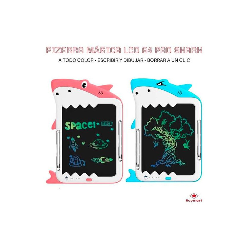 AB-0335 ROYMART PIZARRA MÁGICA LCD A4 SHARK 2 COLORES