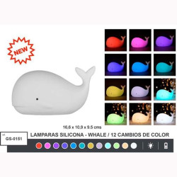 GS-0151 ROYMART LÁMPARA DE SILICONA BALLENA 12 CAMBIOS DE COLOR