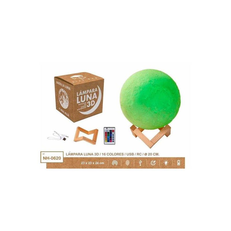 NH-0620 ROYMART LÁMPARA MOON LIGHT 20CM 16 COLORES R/C USB