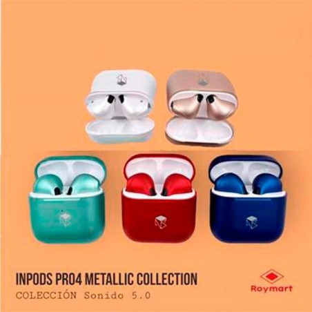 AB-040 ROYMART AURICULARES INPODS PRO4 BLUETOOTH 5.0 COLORES SURTIDOS METÁLICOS