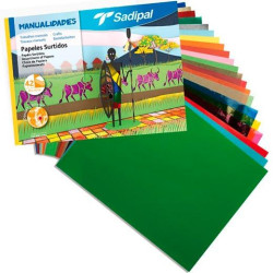 S0400001 SADIPAL PAPELES SURTIDOS PARA MANUALIDADES 32X24CM PACK 42 HOJAS COLORES