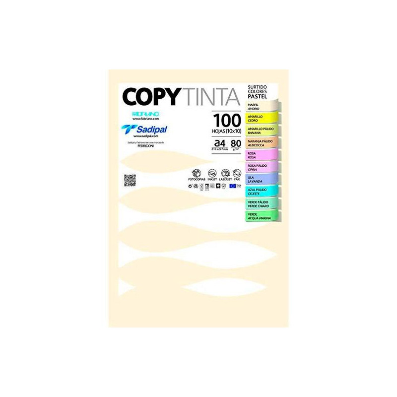 11302 SADIPAL PAPEL COPYTINTA A4 80GR INKJET/LÁSER PAQUETE 100H COLORES SURTIDOS PASTEL