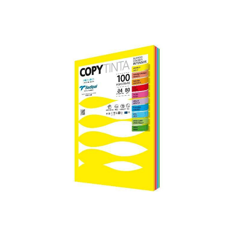 11303 SADIPAL PAPEL COPYTINTA A4 80GR INKJET/LÁSER PAQUETE 100H COLORES SURTIDOS INTENSOS