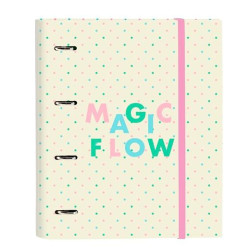 512355666 SAFTA CARPETA DE ANILLAS 4X35MM C/RECAMBIO 100H A4 T/DURAS CIERRE C/GOMA GLOWLAB "MAGIC FLOW"