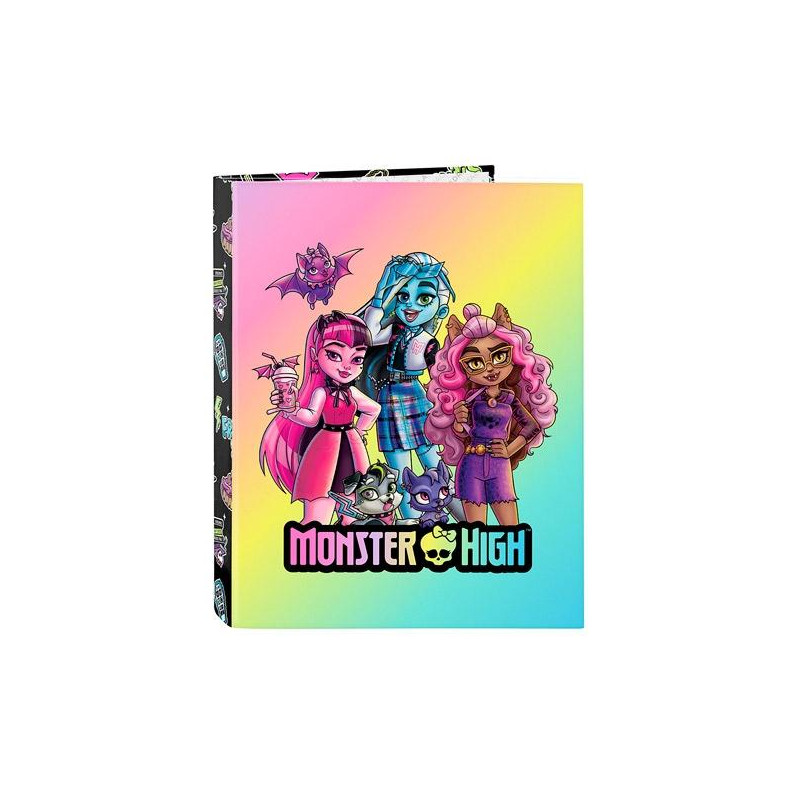 512398067 SAFTA CARPETA FOLIO ANILLAS MIXTAS 4X25MM MONSTER HIGH "CREEP"