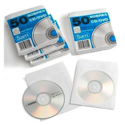 664897 SAM SOBRE OFFSET BLANCO 90 GR. ENGOMADO AUTOADHESIVO 125X125 PARA CDS/DVD 50 SOBRES