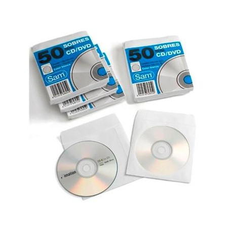 664897 SAM SOBRE OFFSET BLANCO 90 GR. ENGOMADO AUTOADHESIVO 125X125 PARA CDS/DVD 50 SOBRES