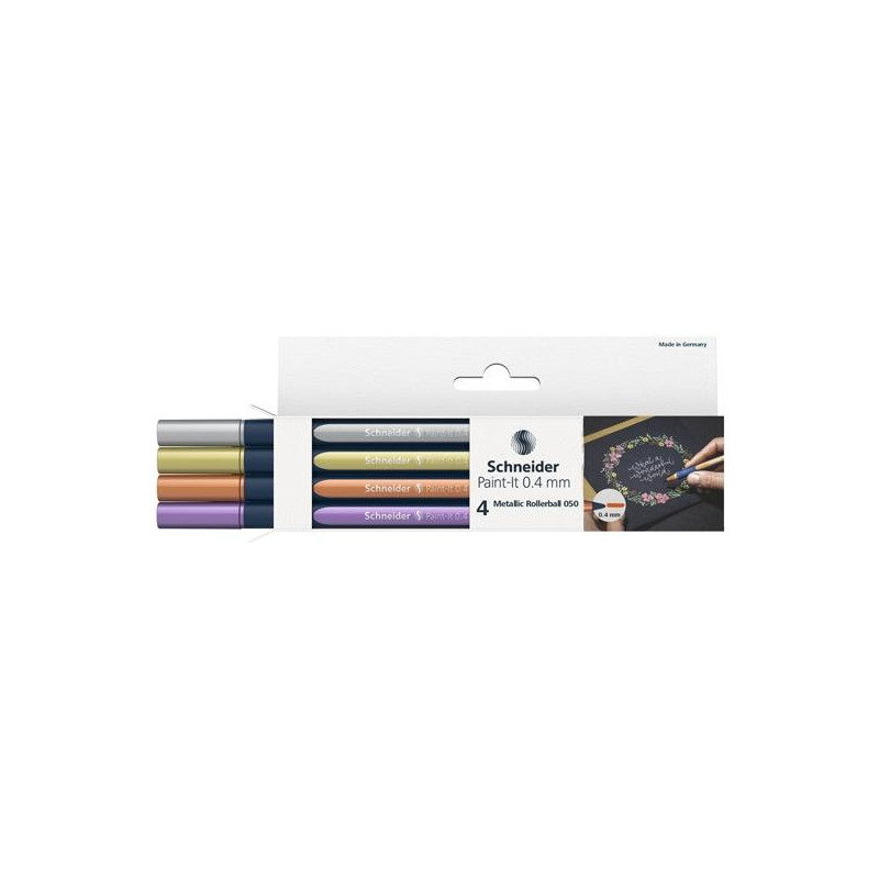 ML05011501 SCHNEIDER ROLLER METÁLICO PAINT-IT 050 COLORES SURTIDOS ESTUCHE 4 UD