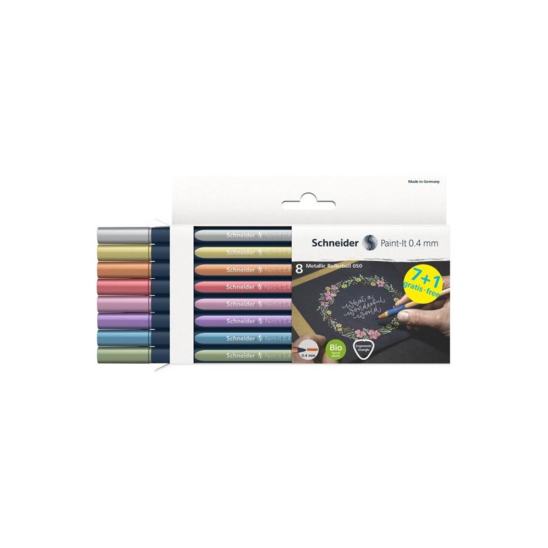 ML05011502 SCHNEIDER ROLLER METÁLICO PAINT-IT 050 COLORES SURTIDOS ESTUCHE 8 UD