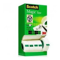 7100026965 SCOTCH CINTA ADHESIVA INVISIBLE MAGIC ROLLO 19MM X 33M CAJA 12+2UD